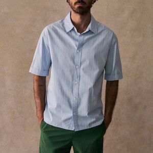 Sézane Mist Men's Light Blue Striped Shirt